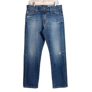 AG Adriano Goldschmied Turner Loose Crop Jeans Mens 32 Medium Wash Distressed